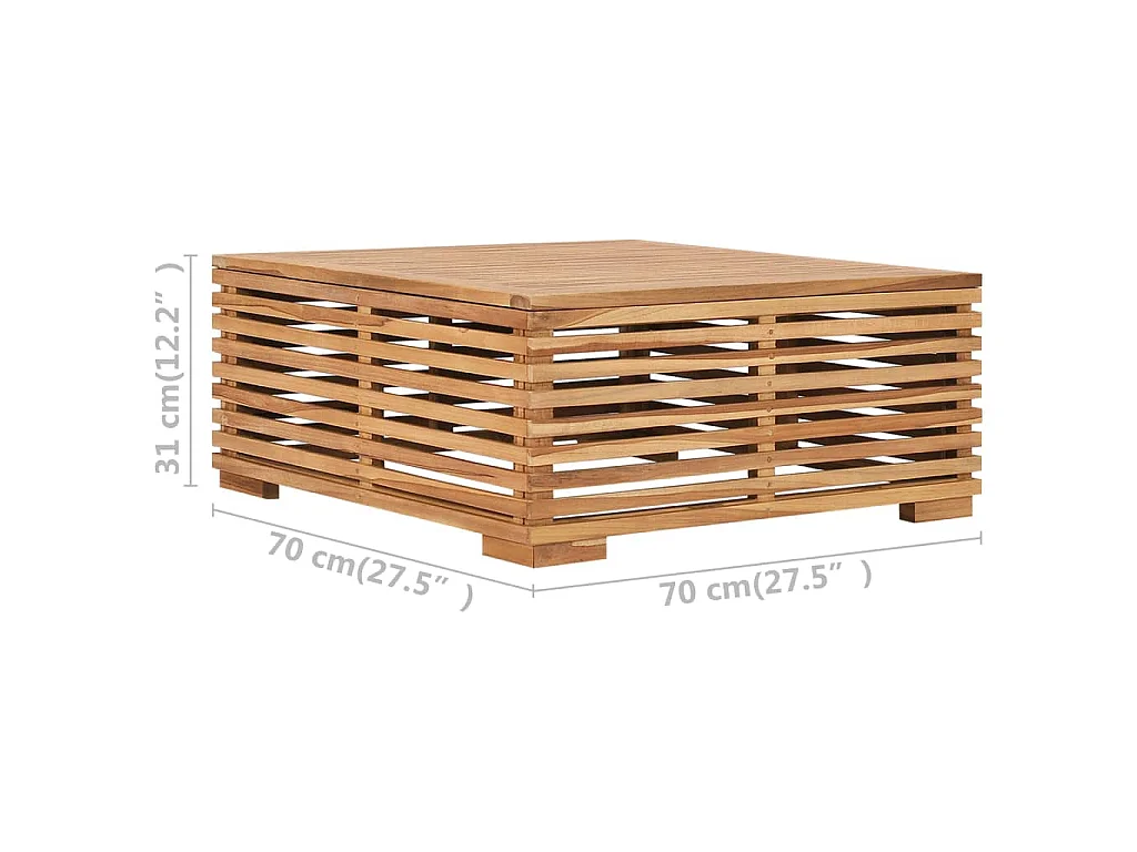 Gartentisch und Fußhocker Set mit Dunkelgrauem Kissen Teakholz