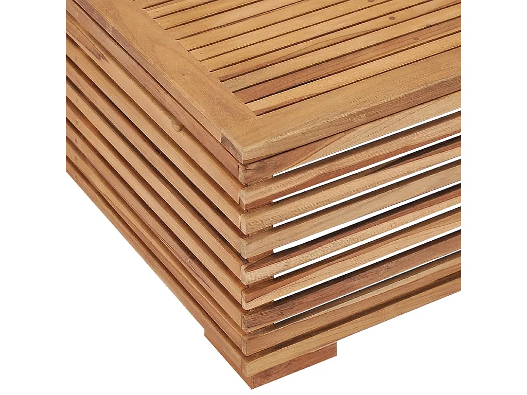 Gartentisch und Fußhocker Set mit Dunkelgrauem Kissen Teakholz