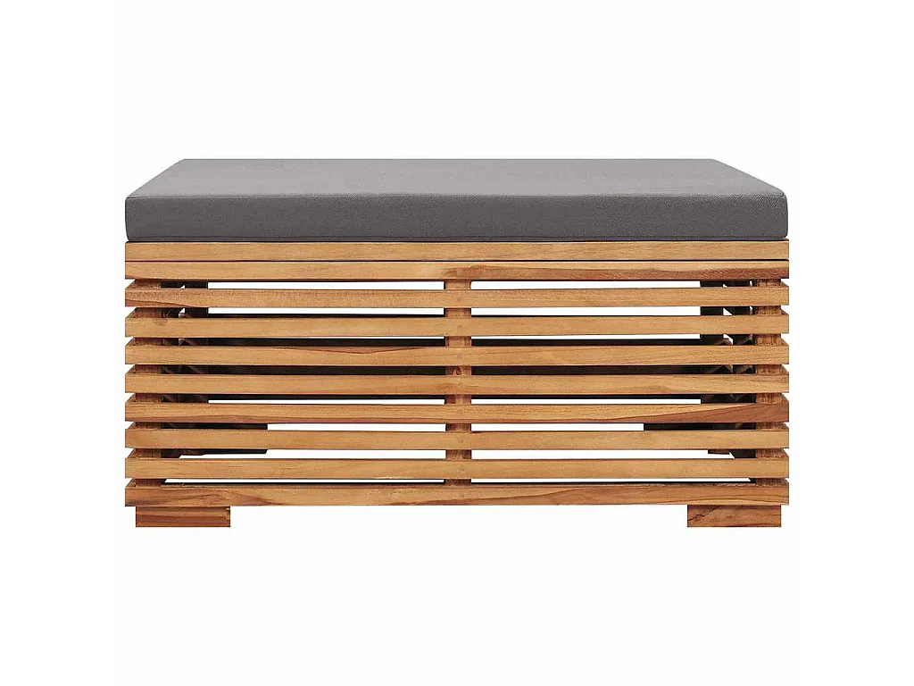 Table et repose-pied de jardin coussin gris foncé Bois de teck