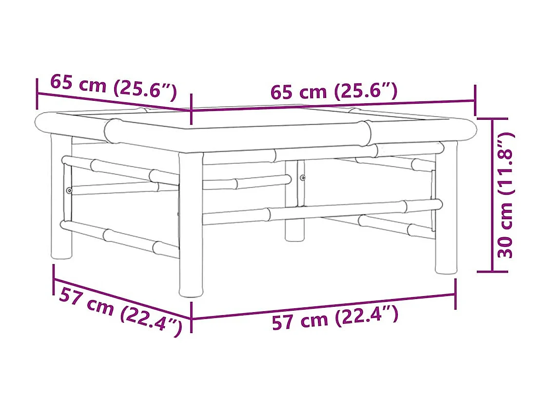 Table de jardin 65x65x30 cm Bambou