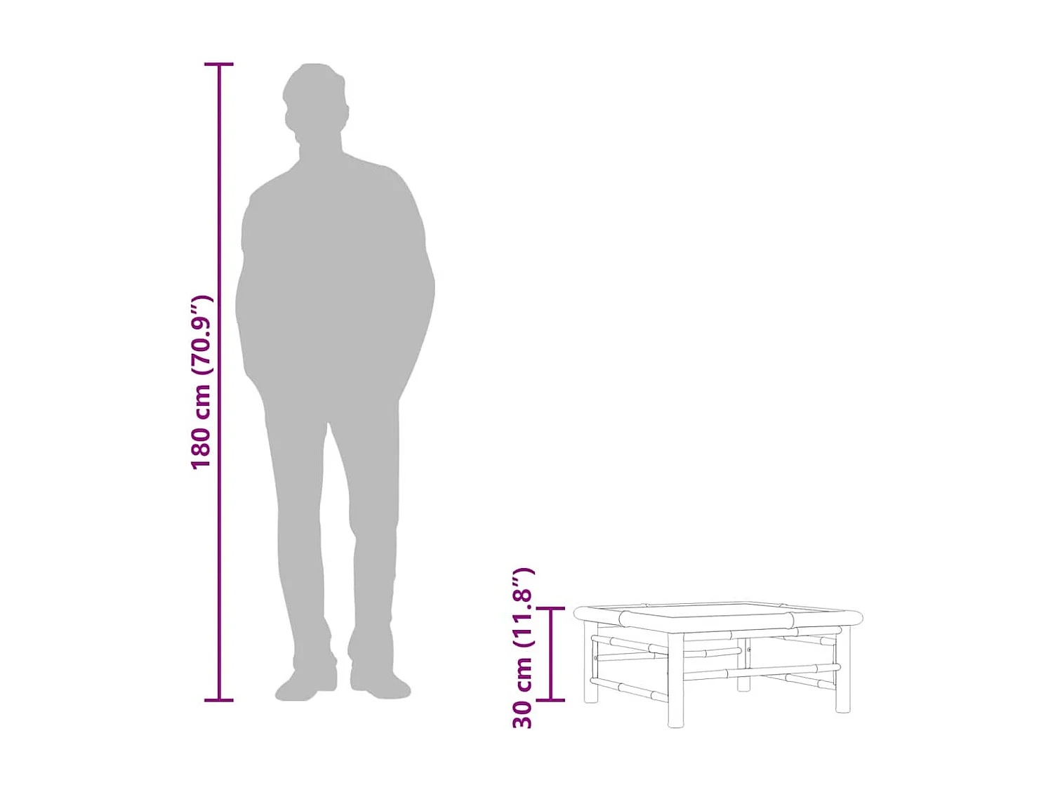 Table de jardin 65x65x30 cm Bambou