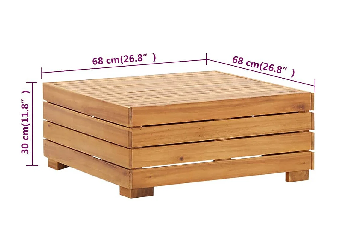 Tuintafel en voetensteun met kussen massief acaciahout