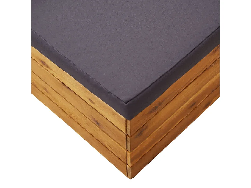 Mesa de jardin y reposapiés con cojin y de madera maciza acacia