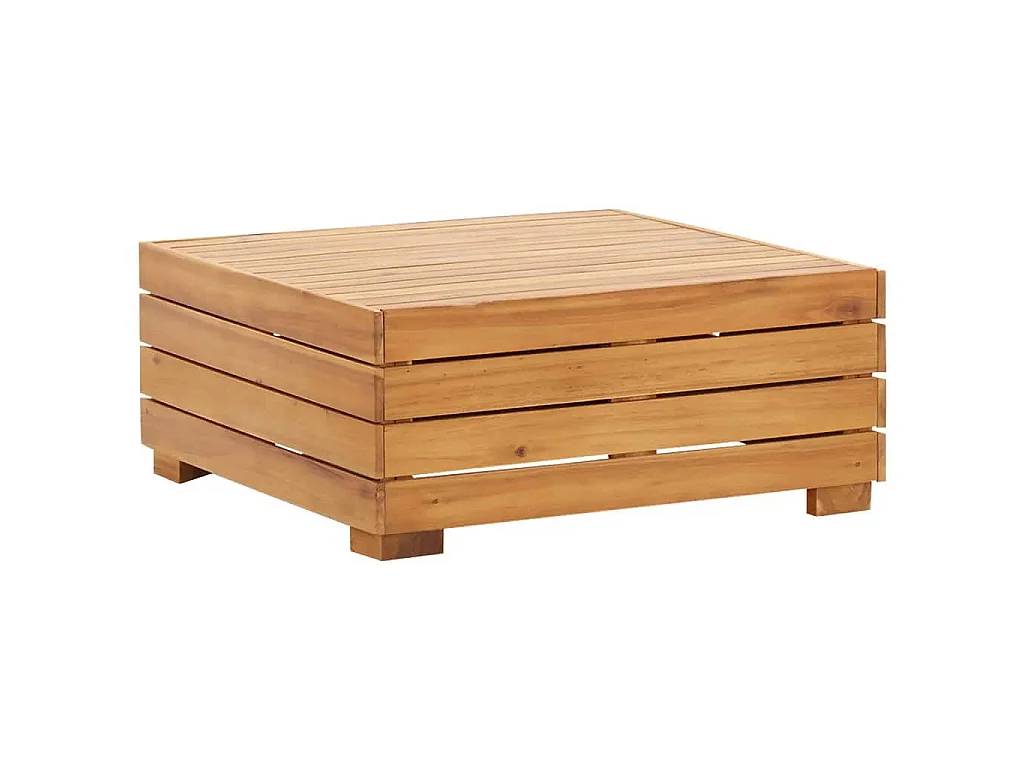 Set Tavolino Poggiapiedi da Giardino Cuscino Massello d'Acacia
