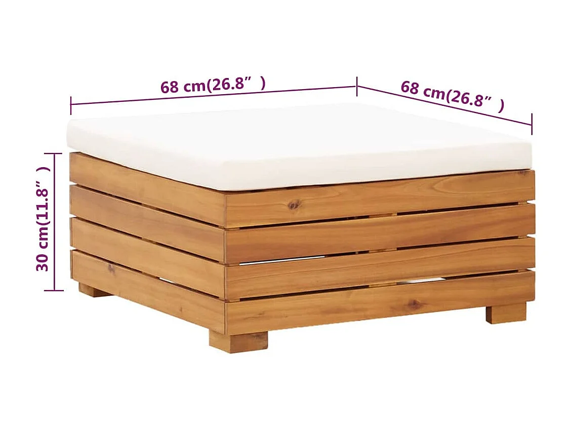 Tuintafel en voetensteun met kussen massief acaciahout
