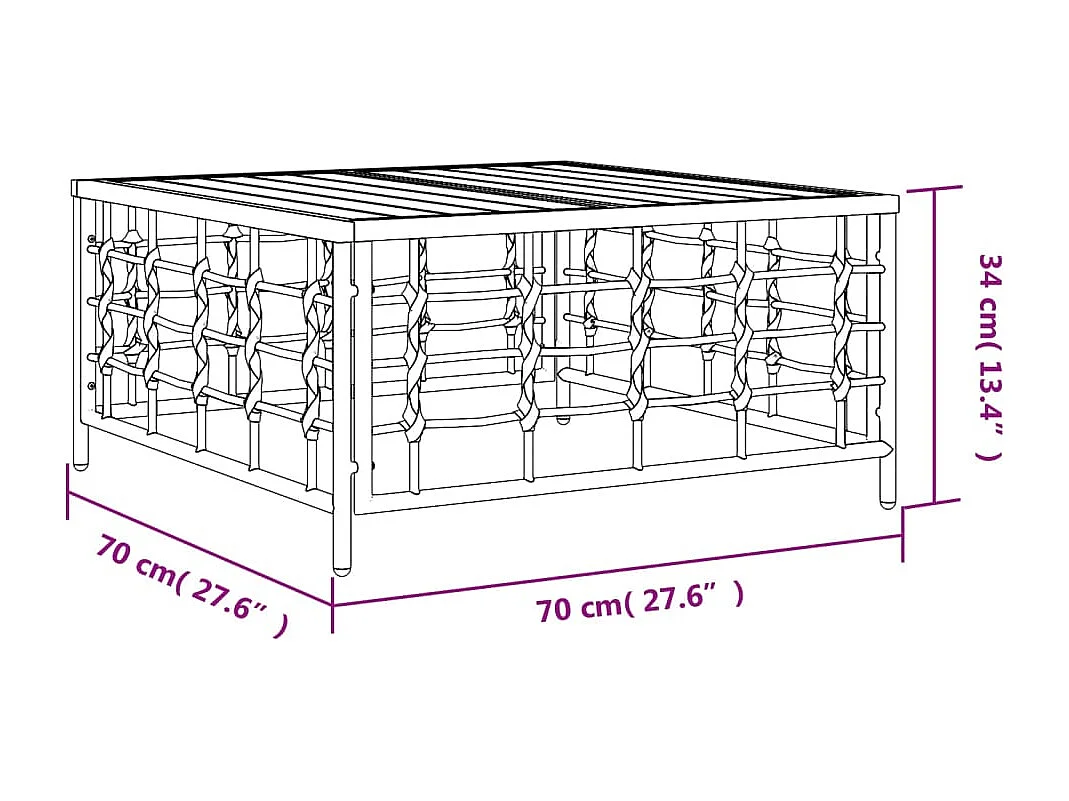Tuintafel 70x70x34 cm poly rattan antracietkleurig