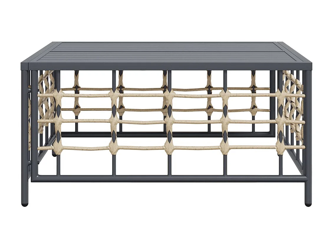 Gartentisch Anthrazit 70x70x34 cm Poly Rattan