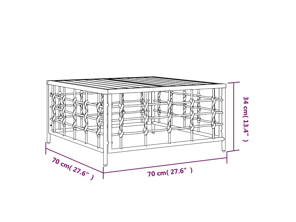Table de jardin anthracite 70x70x34 cm résine tressée