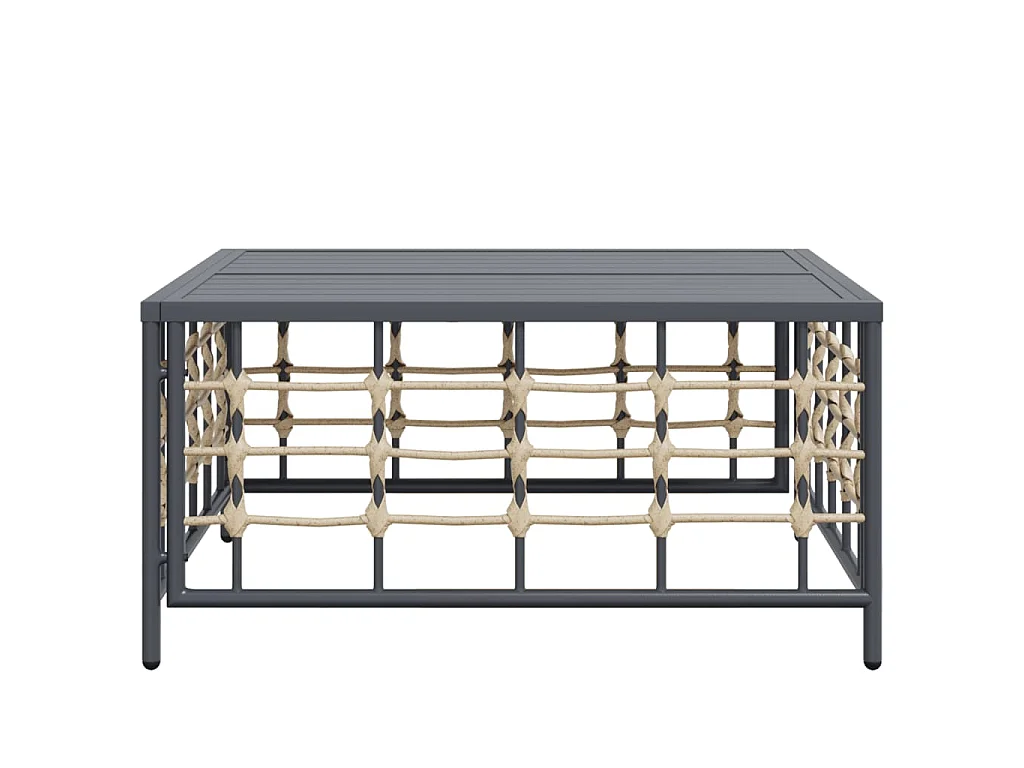 Table de jardin anthracite 70x70x34 cm résine tressée