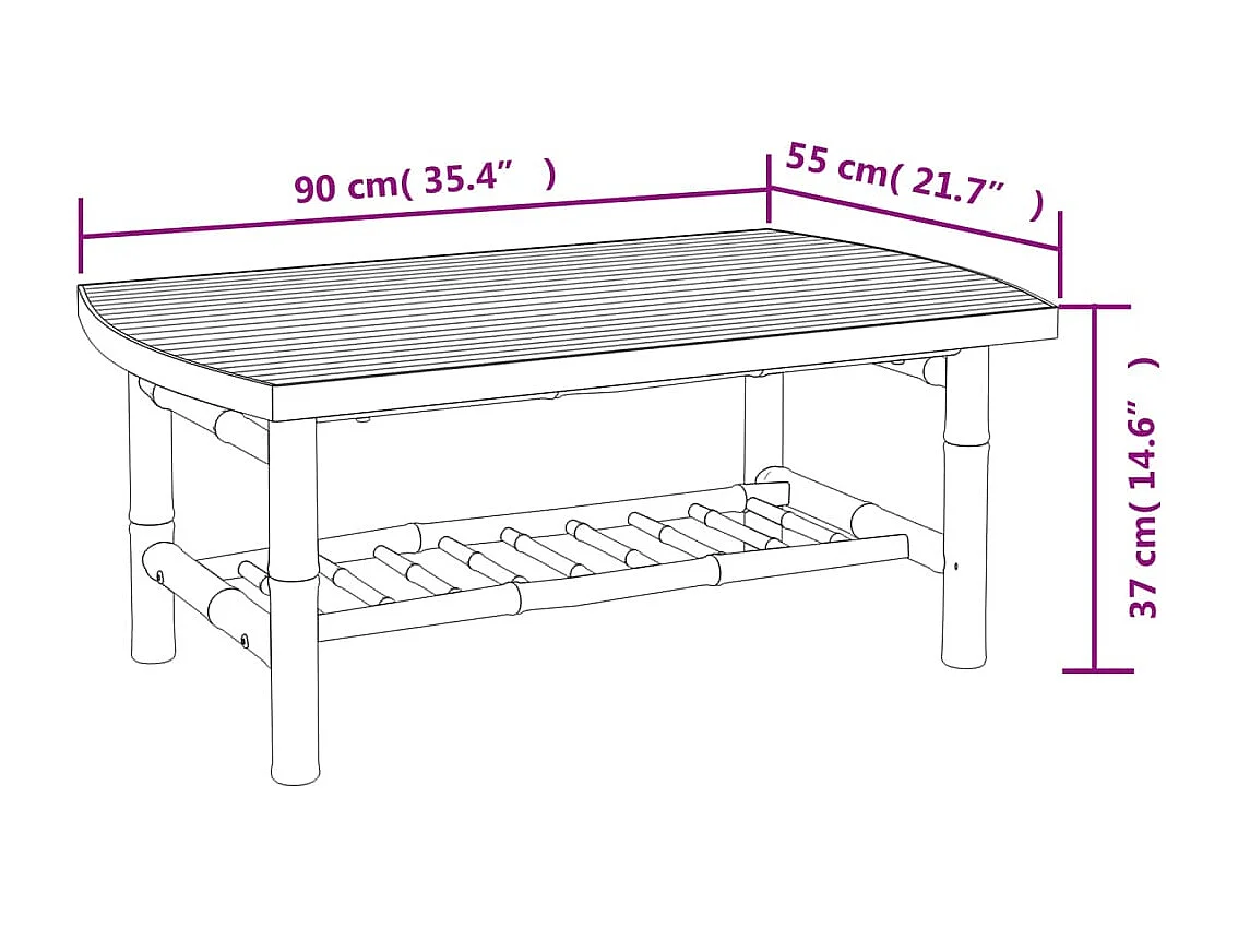 Garten-Couchtisch 90x55x37 cm Bambus