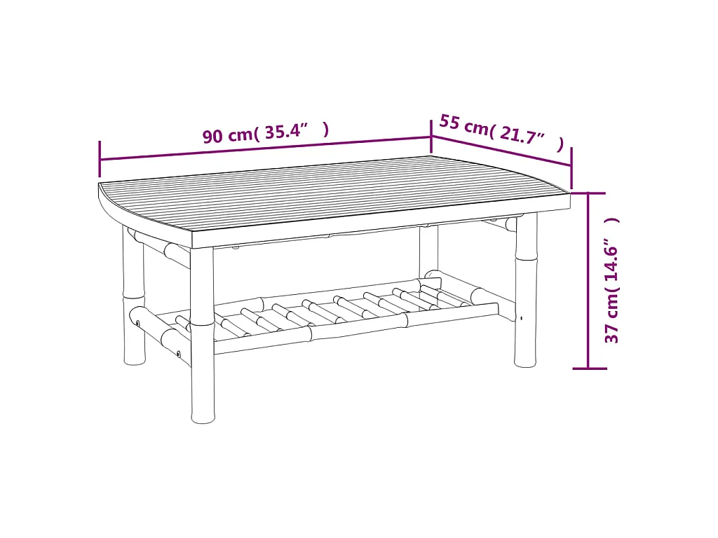 Tavolino da Giardino 90x55x37 cm in Bambù