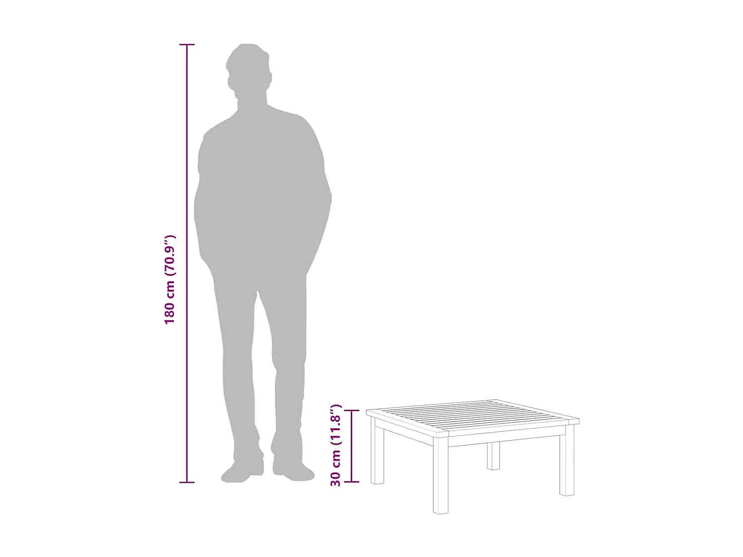 Tavolino da Salotto per Giardino 63x63x30 cm Massello di Acacia