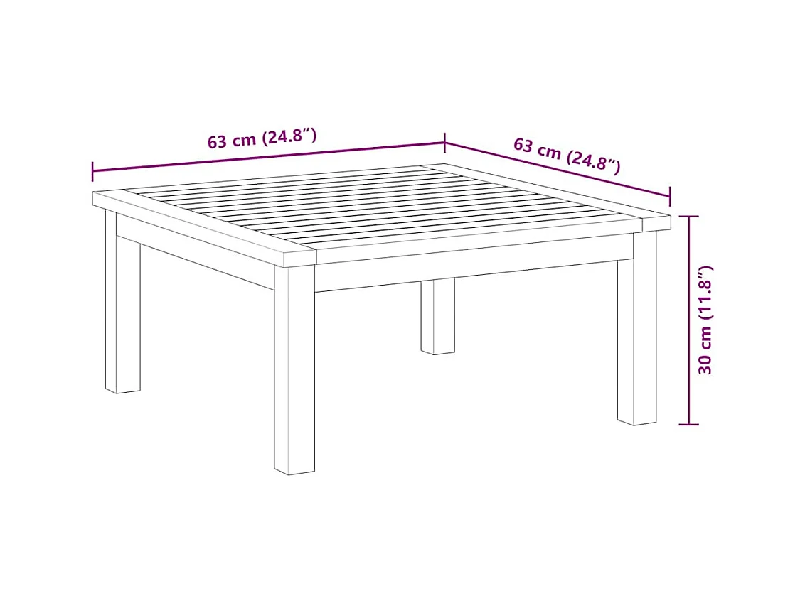 Garten-Beistelltisch 63x63x30 cm Akazie Massivholz