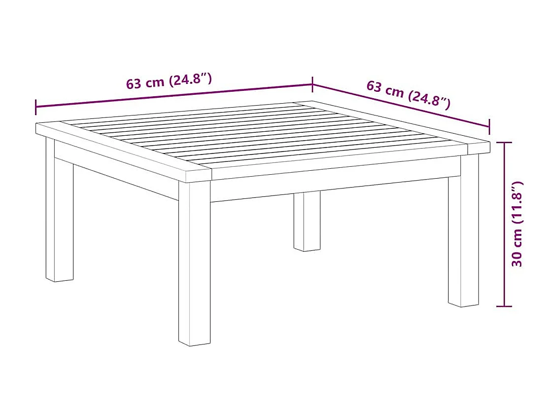 Table de salon de jardin 63x63x30 cm Bois solide d'acacia