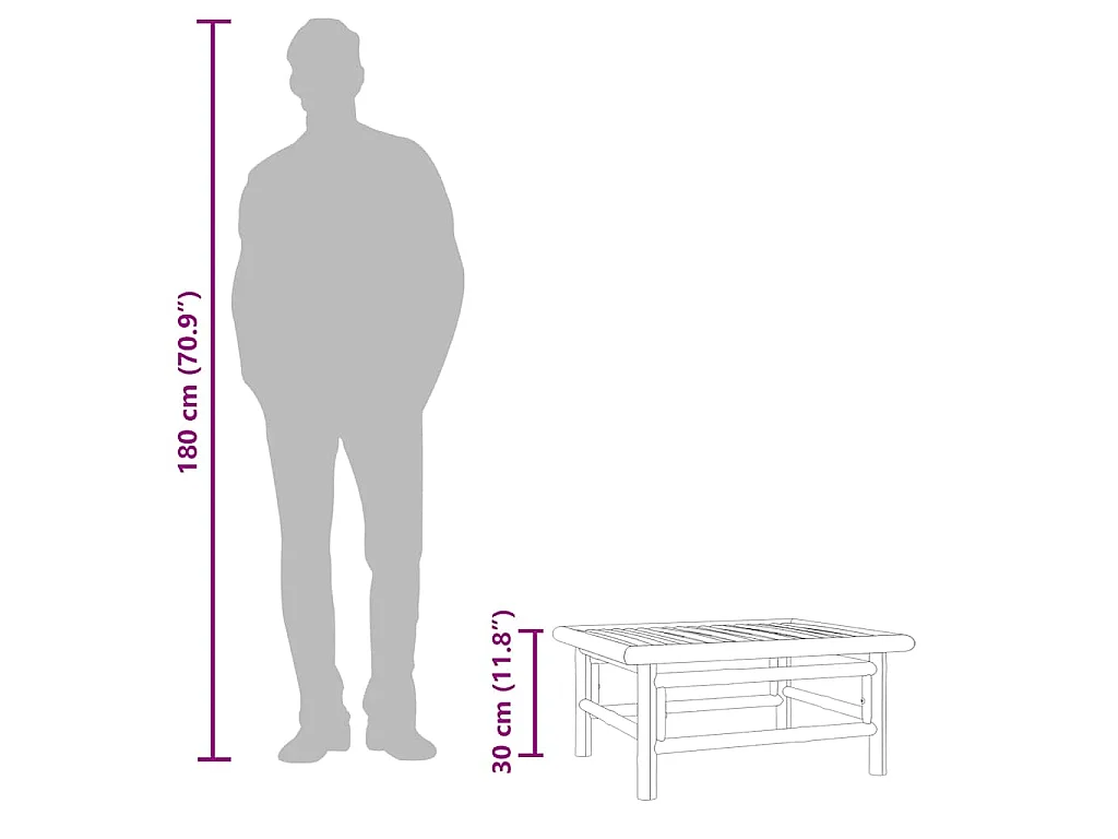 Table de jardin 65x55x30 cm bambou