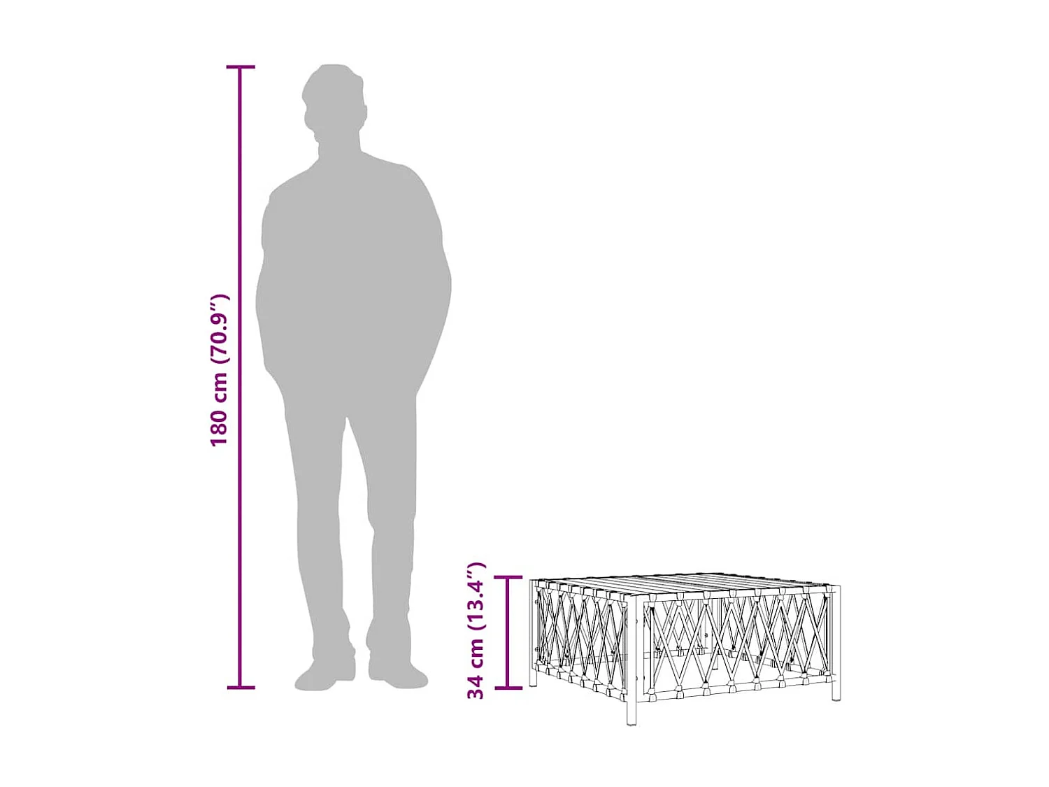 Tuintafel 70x70x34 cm geweven stof antracietkleurig