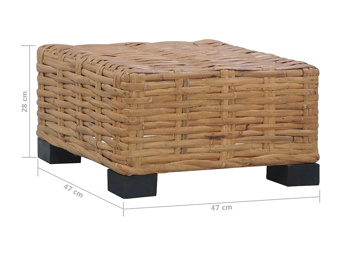 Table basse 47x47x28 cm rotin naturel