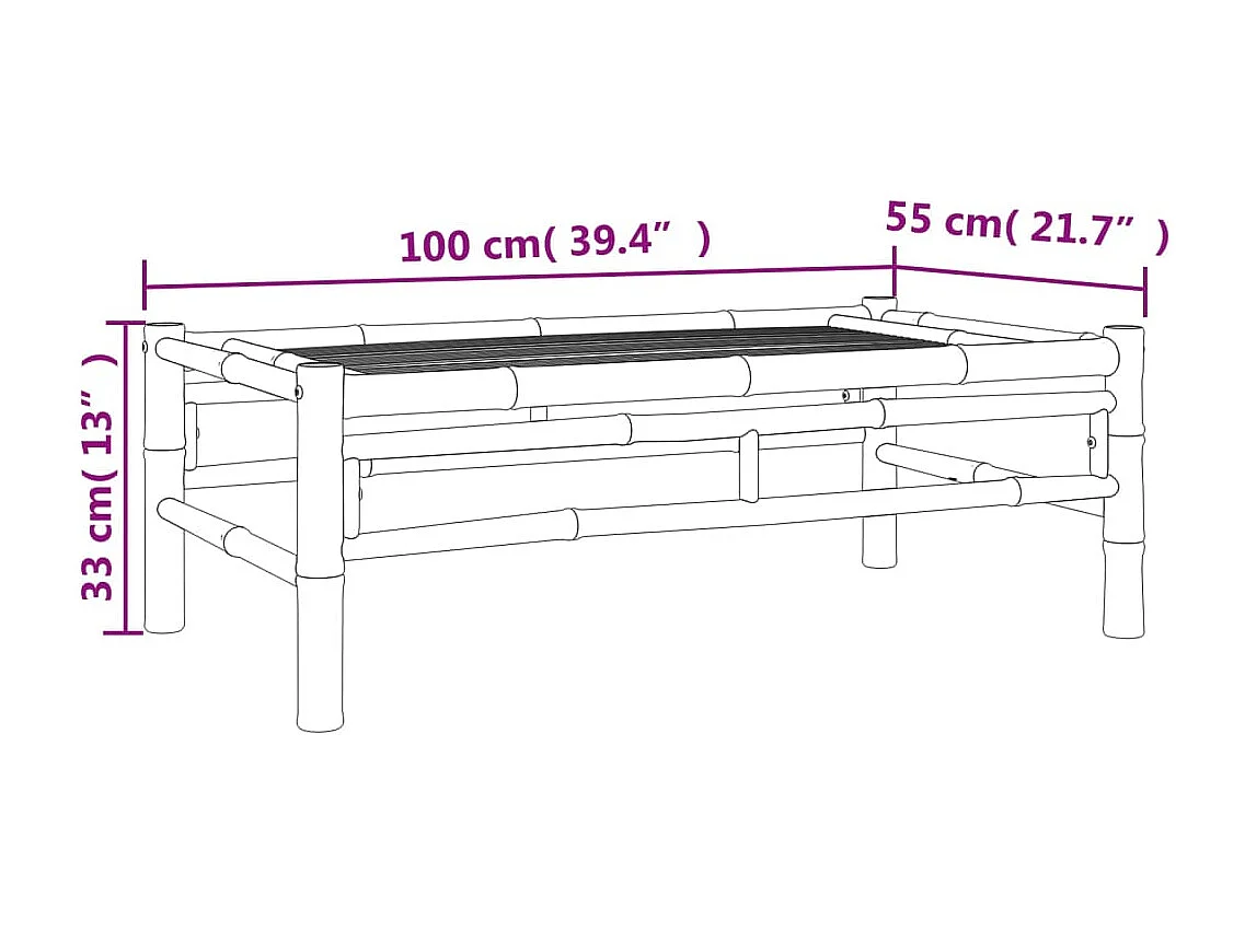 Garten-Couchtisch 100x55x33 cm Bambus