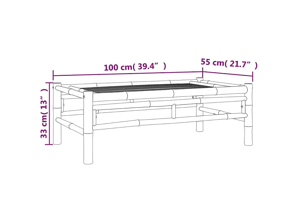 Garten-Couchtisch 100x55x33 cm Bambus