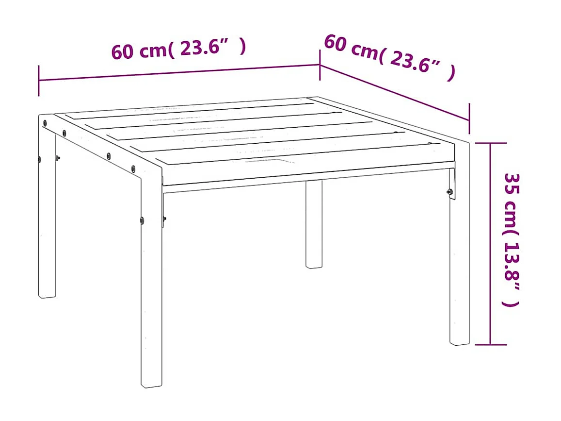 Mesa de centro para jardim 60x60x35 cm aço preto