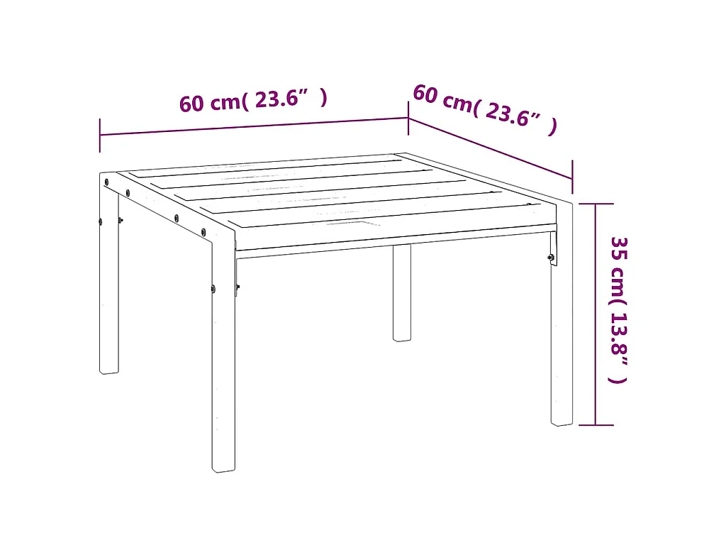 Table basse de jardin noir 60x60x35 cm acier