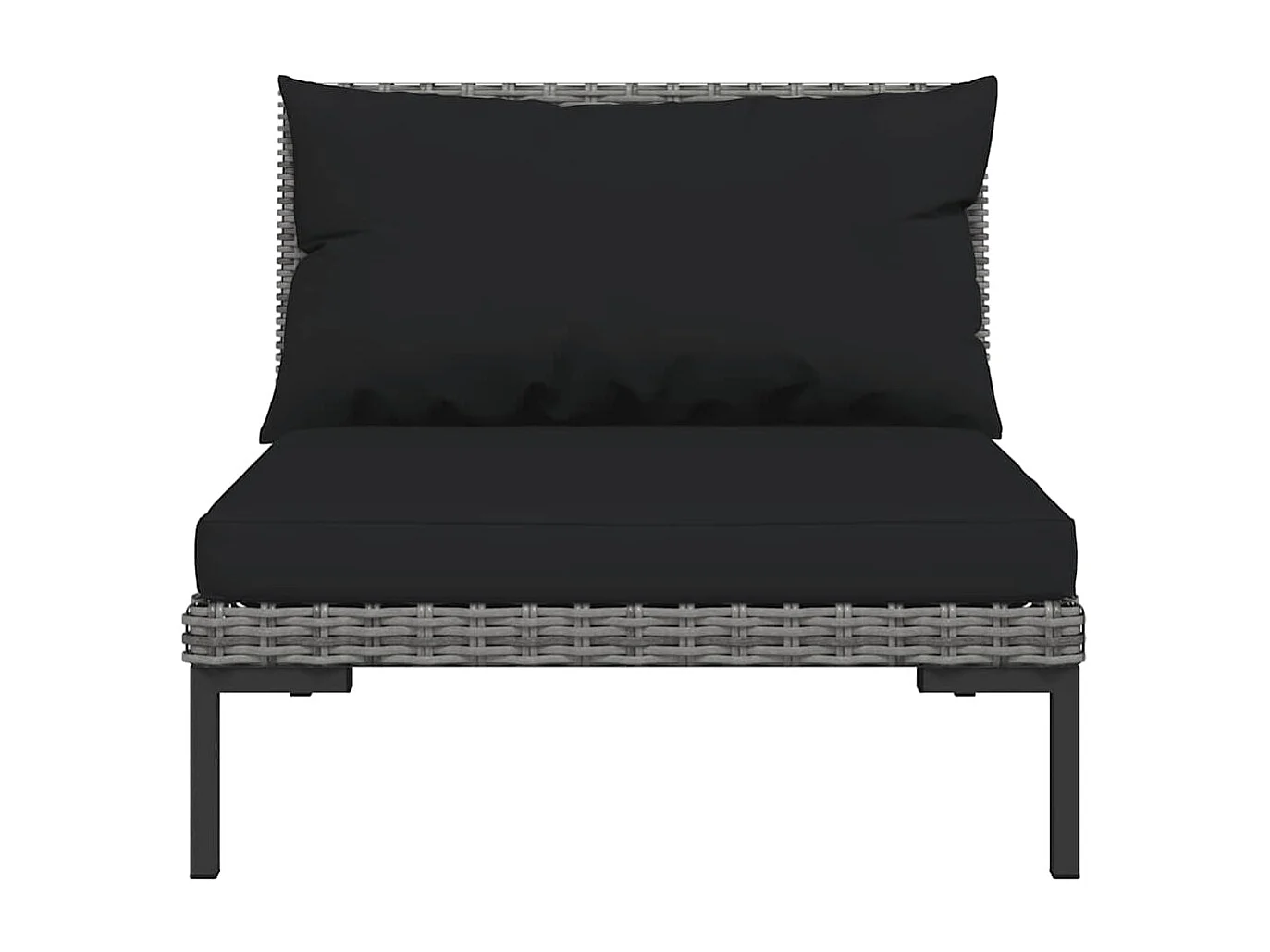 3-delige Loungeset halfrond poly rattan donkergrijs