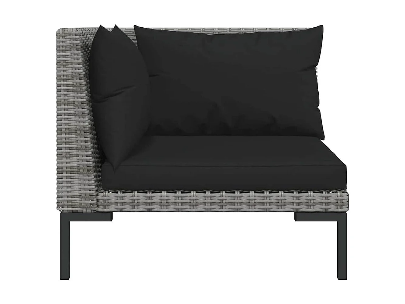 3-delige Loungeset halfrond poly rattan donkergrijs