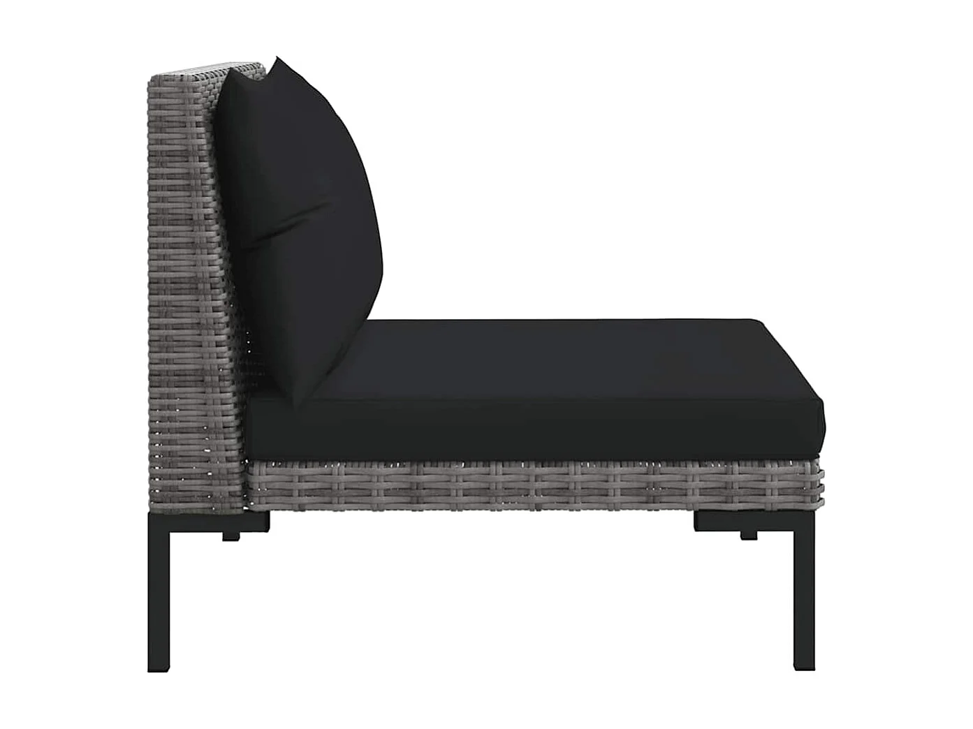 3-delige Loungeset halfrond poly rattan donkergrijs