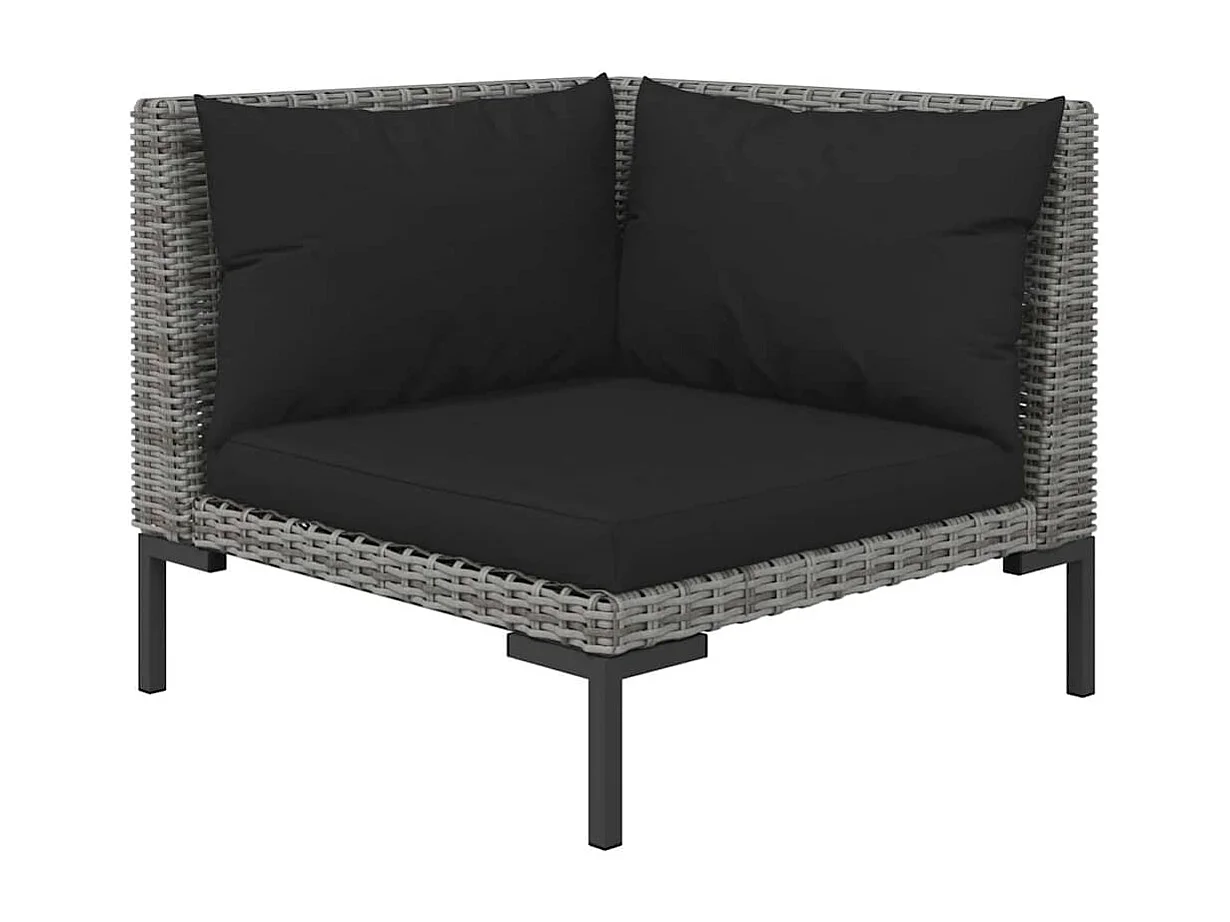 Salon de jardin 3 pcs Gris foncé Résine tressée demi-ronde