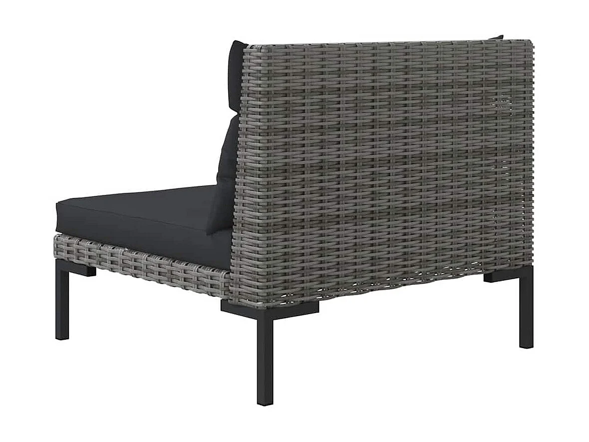 Salon de jardin 3 pcs Gris foncé Résine tressée demi-ronde