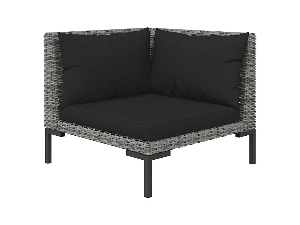 Salon de jardin 3 pcs Gris foncé Résine tressée demi-ronde