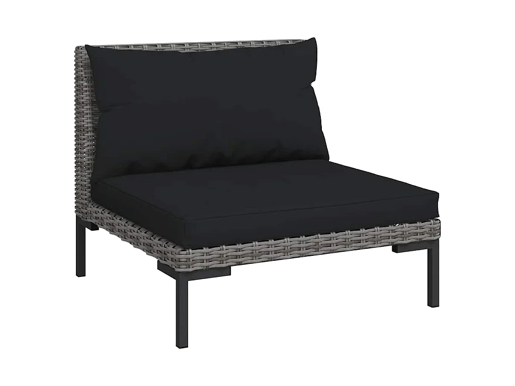 Salon de jardin 3 pcs Gris foncé Résine tressée demi-ronde