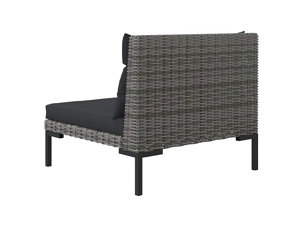 Salon de jardin 3 pcs Gris foncé Résine tressée demi-ronde