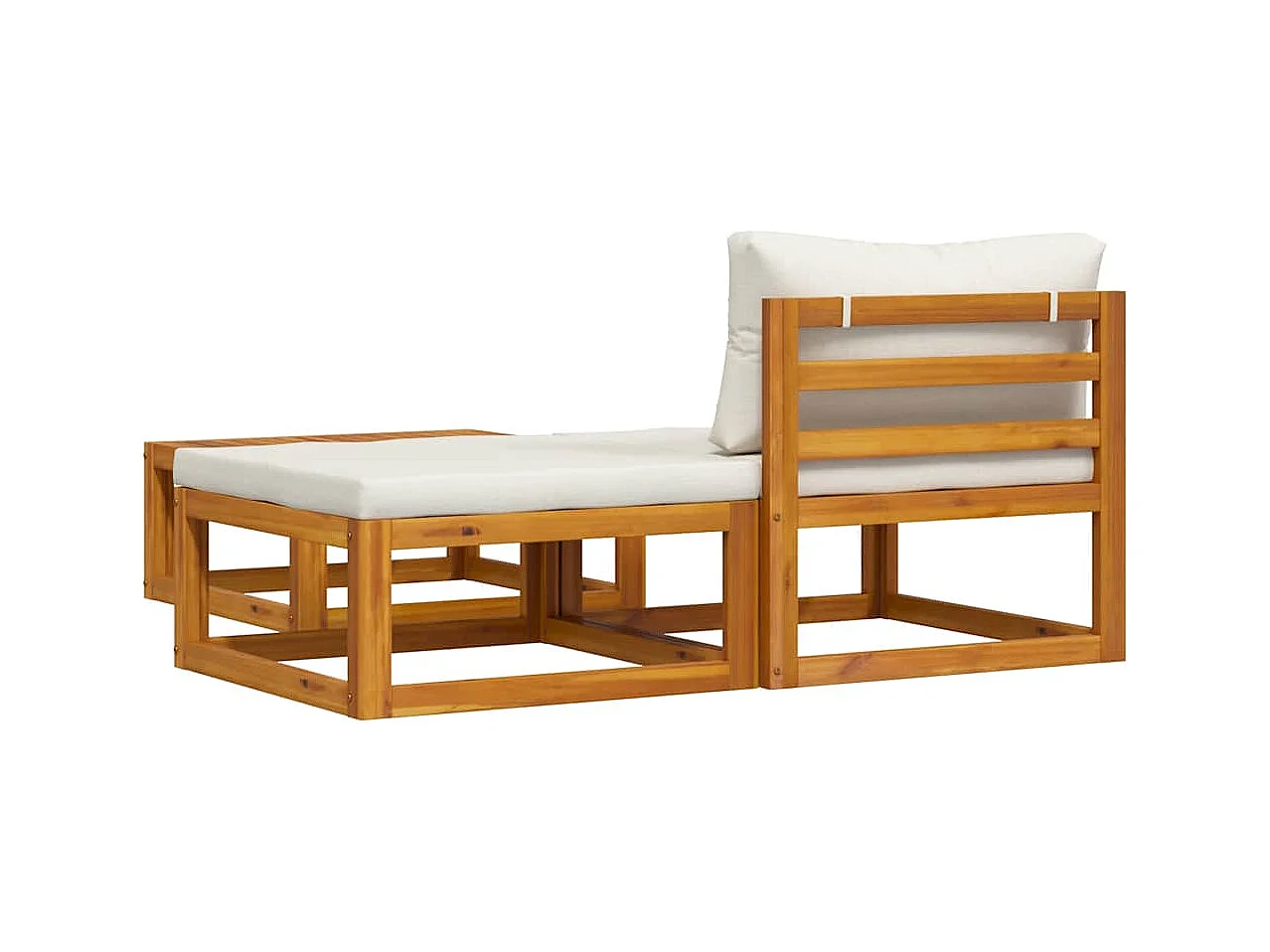 3-delige Loungeset met crèmekleurige kussens massief acaciahout