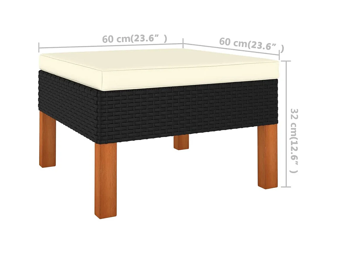 Salon de jardin 3pcs Résine tressée et bois d'eucalyptus massif