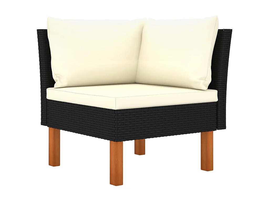 3-delige Loungeset poly rattan en massief eucalyptushout