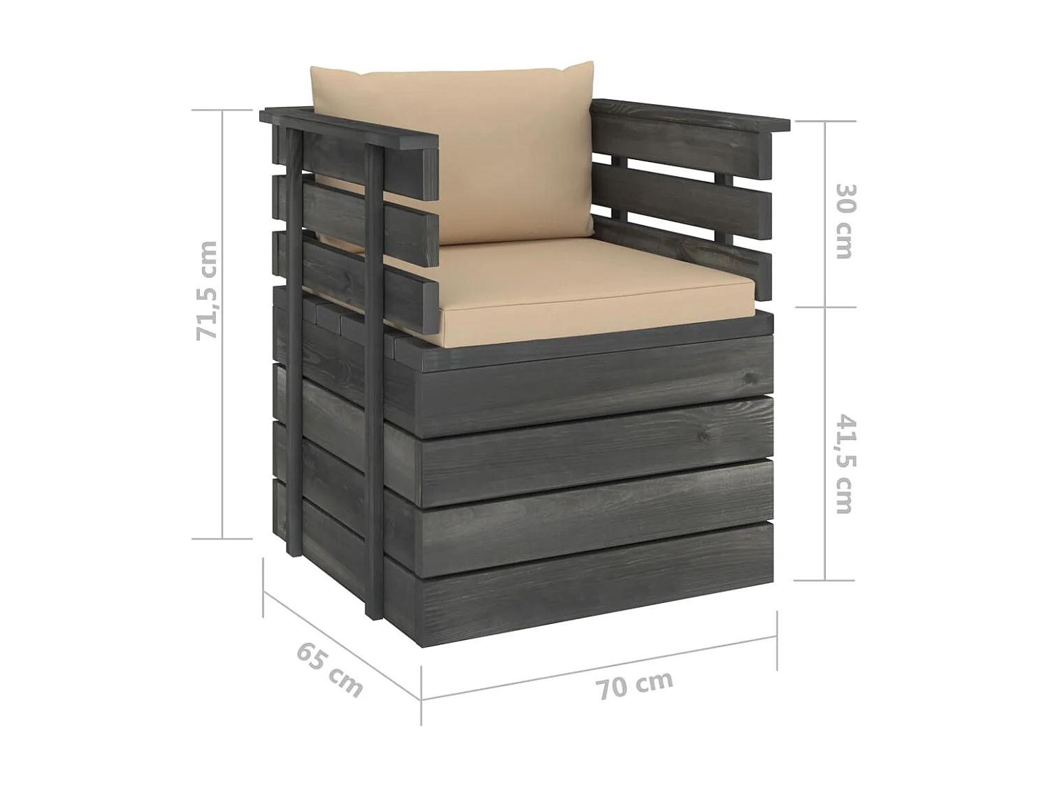 Tuinfauteuil met kussens pallet grenenhout