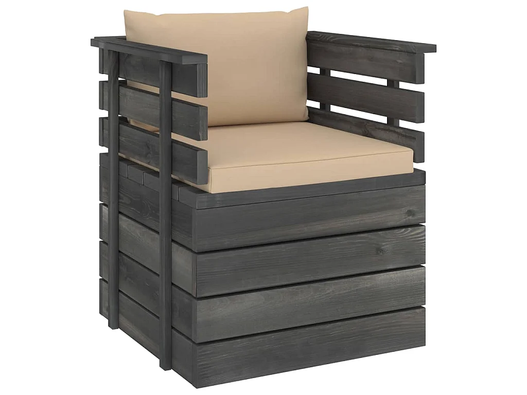 Tuinfauteuil met kussens pallet grenenhout