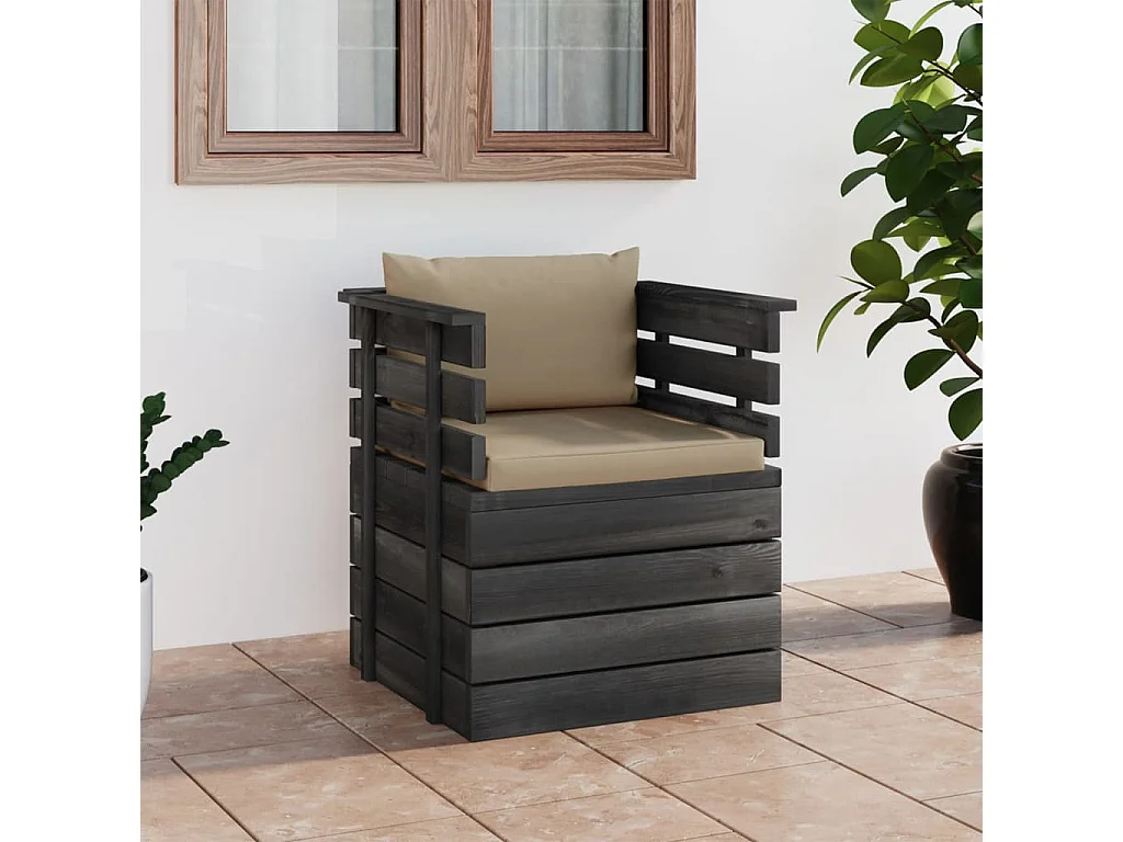 Tuinfauteuil met kussens pallet grenenhout