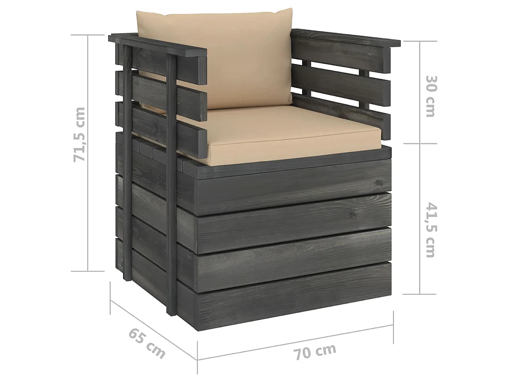 Tuinfauteuil met kussens pallet grenenhout