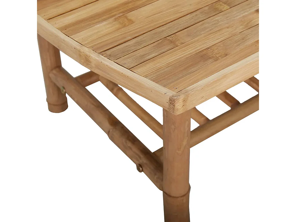 2 pcs conjunto lounge de jardim bambu c/ almofadões branco nata