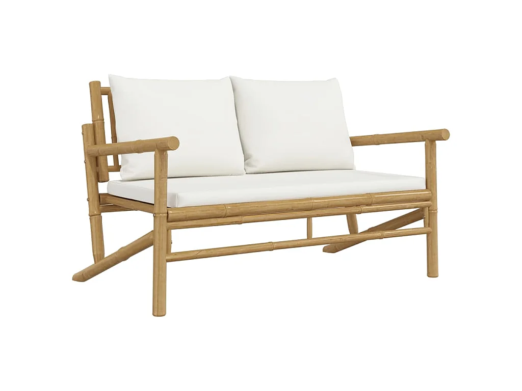 2-delige Loungeset met kussens bamboe crèmewit