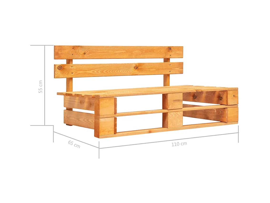 Canapé central palette de jardin marron miel bois pin imprégné