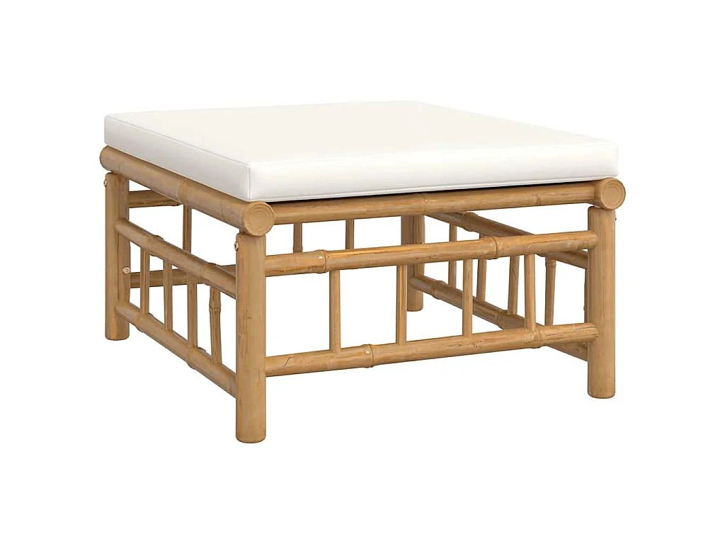 3-delige Loungeset met kussens bamboe crèmewit