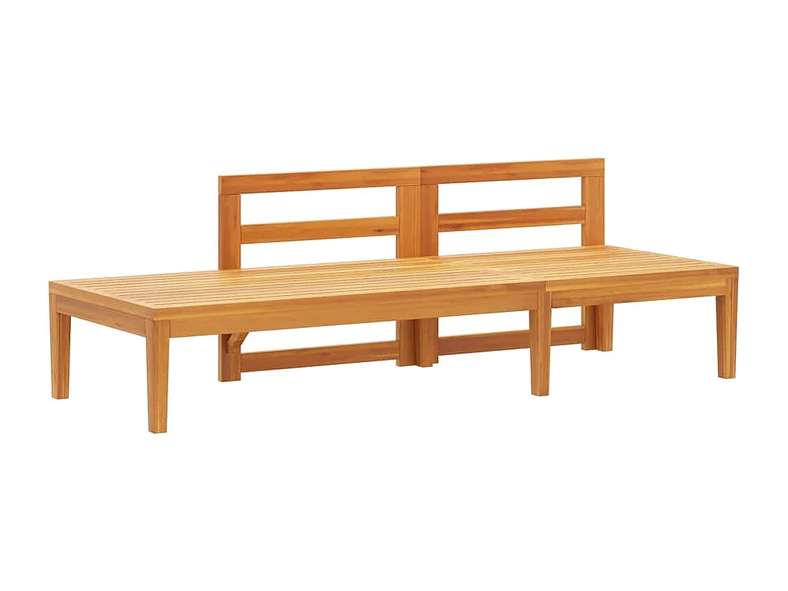 Banc de jardin avec table et coussins Blanc crème Teck solide