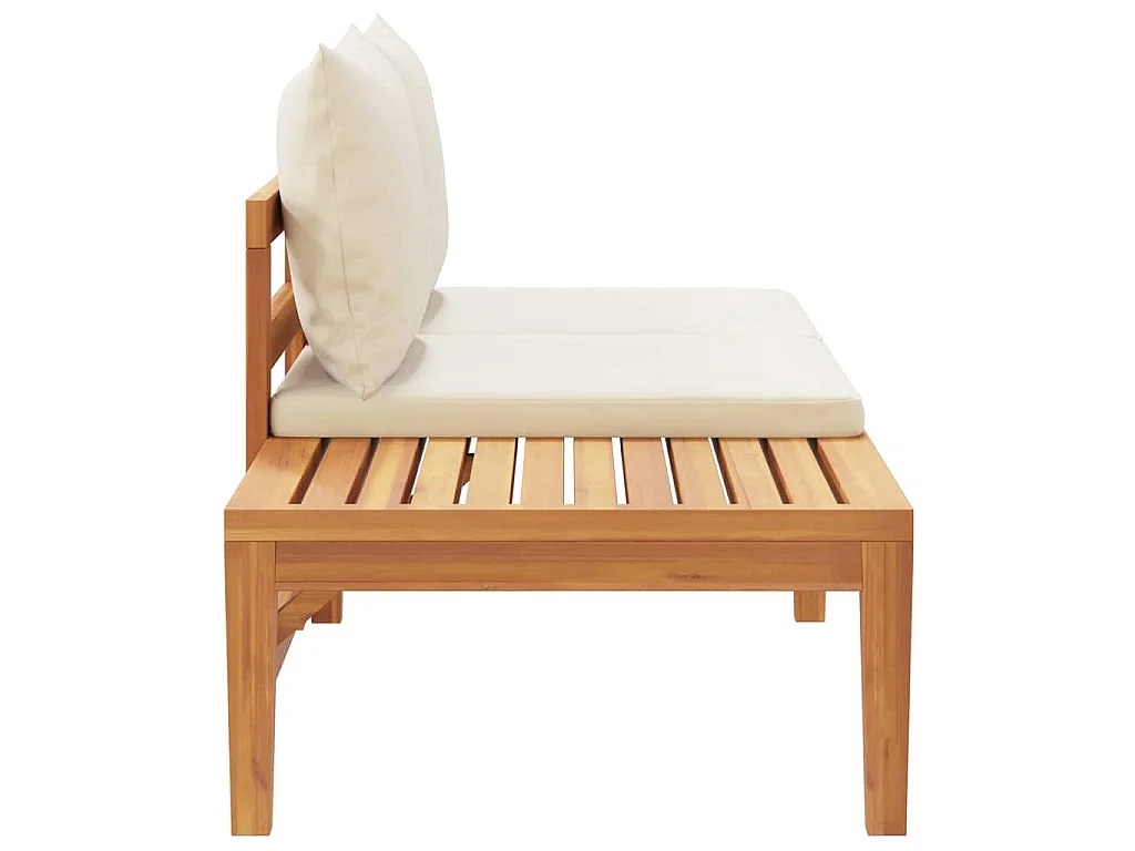 Gartenbank mit Tisch & Cremeweißen Kissen Massivholz Akazie