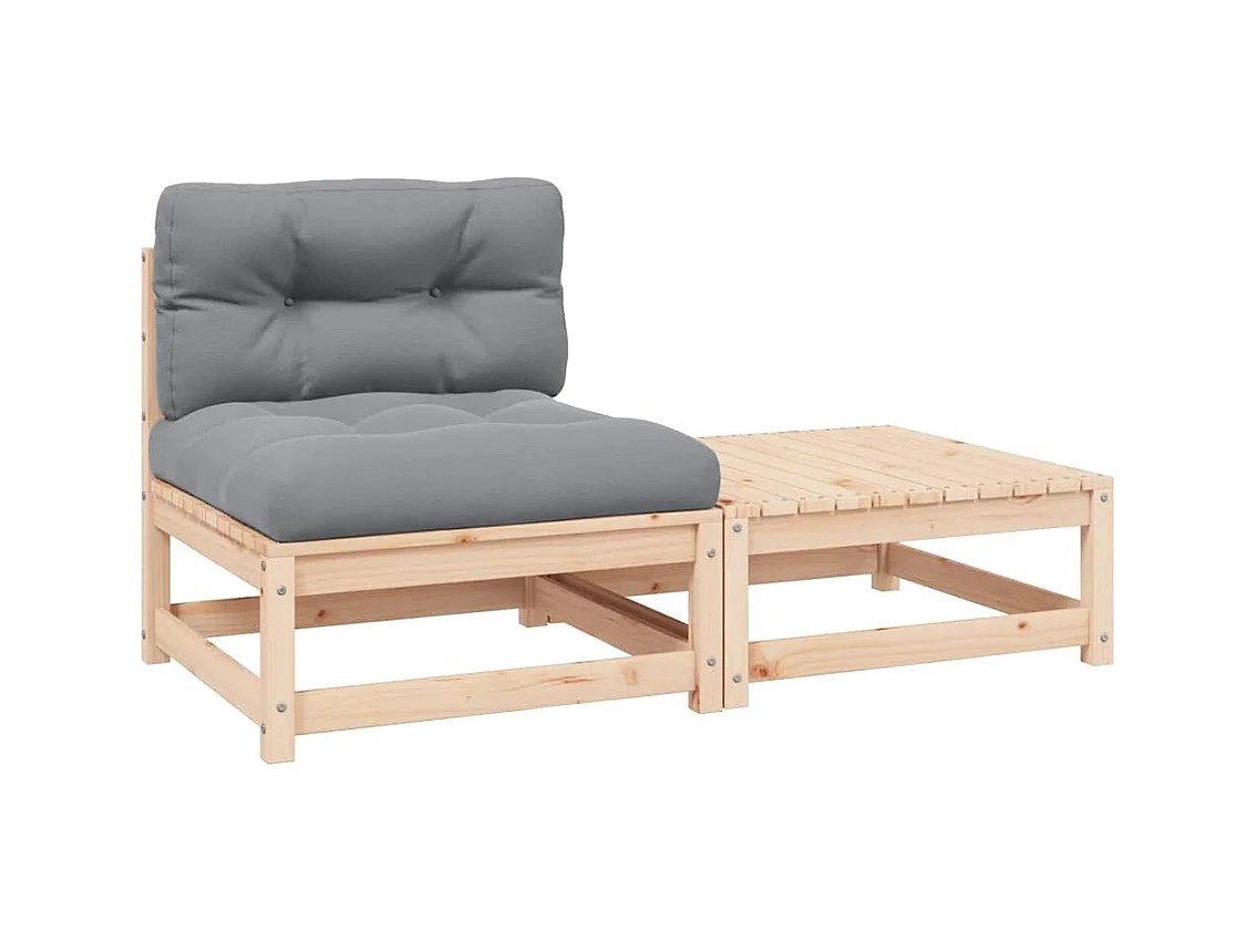 2-delige Loungeset met kussens massief grenenhout