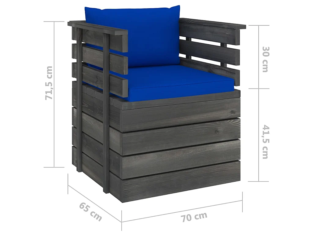 Fauteuil de jardin avec coussins Bois de pin