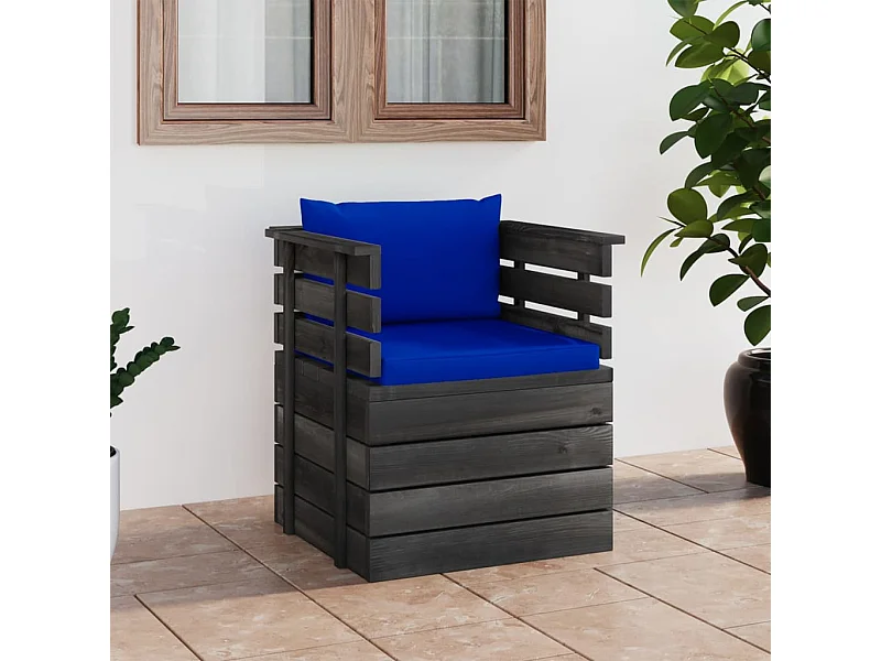 Fauteuil de jardin avec coussins Bois de pin