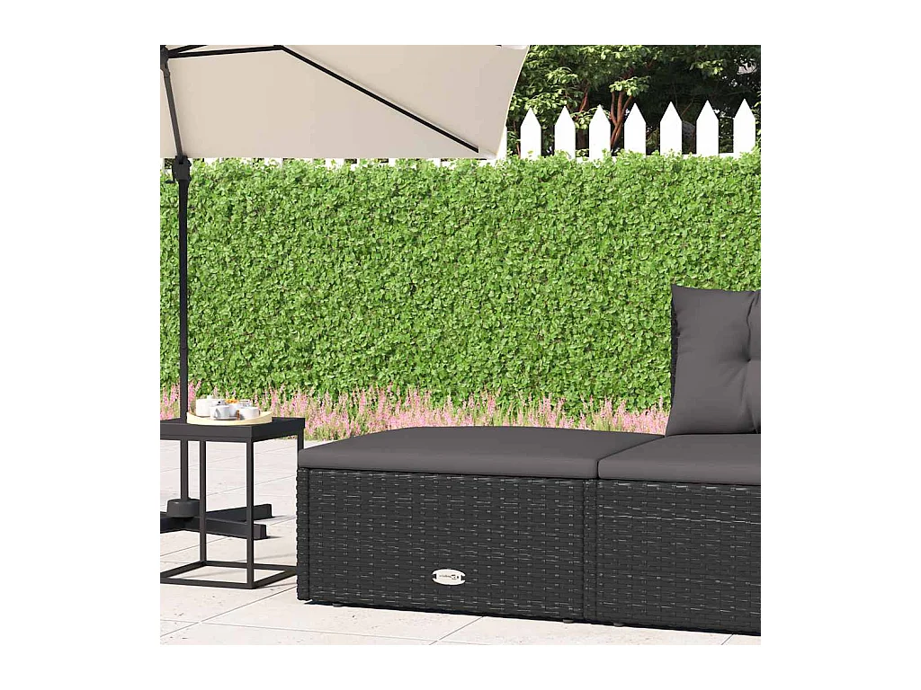 Tabouret de jardin avec coussin noir résine tressée